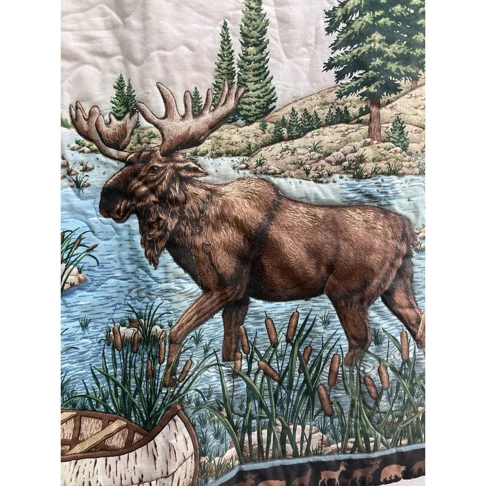 Handmade Fabric MOOSE Wildlife Quilted Wallhanging Panel 31